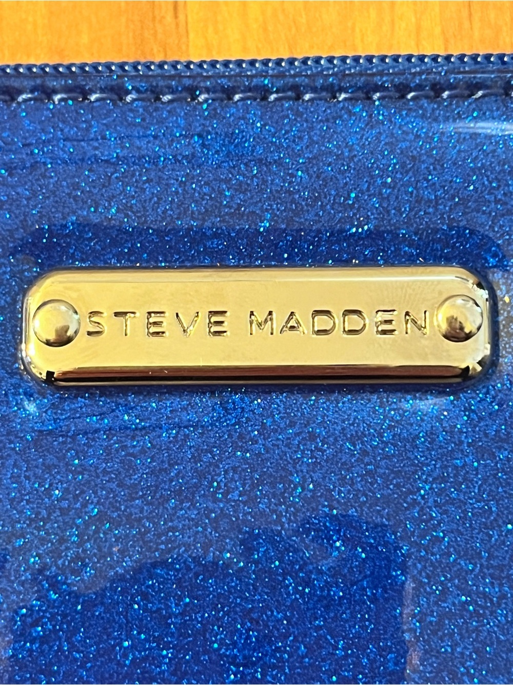 Steve Madden Blue Glitter Zip-Around Wallet - Picture 3 of 5